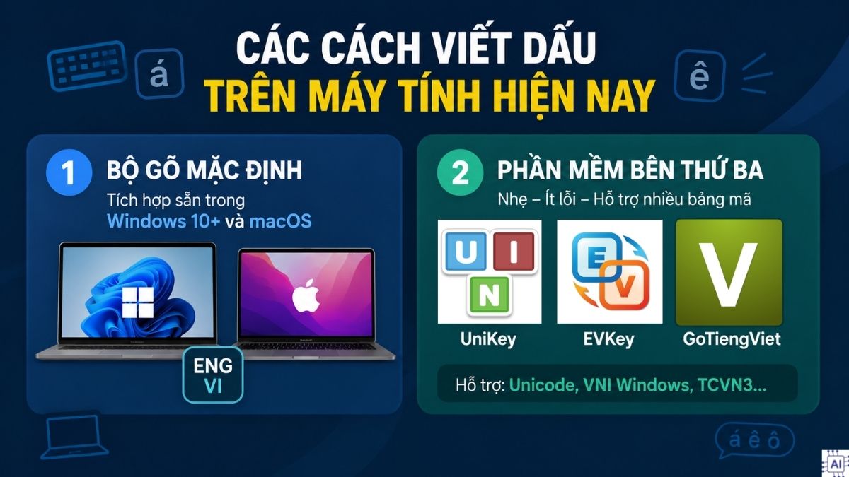Các cách viết dấu trên máy tính hiện nay
