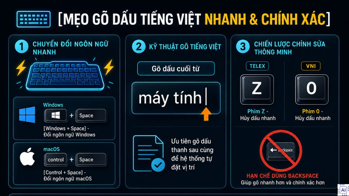 Mẹo gõ dấu tiếng Việt nhanh và chính xác hơn