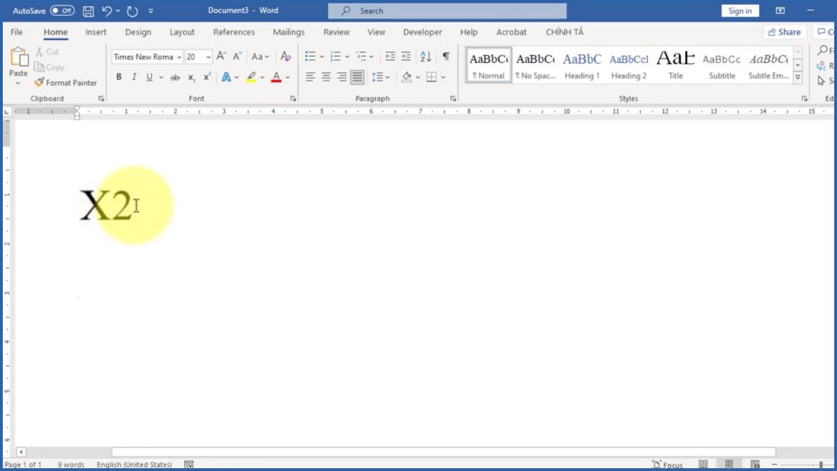 Cách đánh số mũ đơn giản bằng Font trong Word  bước 1