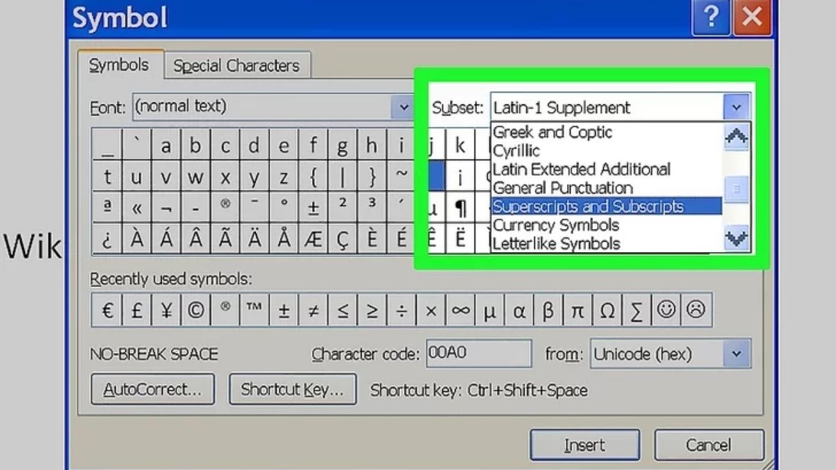 Cách viết số mũ trong Word bằng Symbol bước 2
