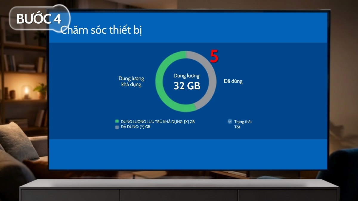 Cách kiểm tra dung lượng bộ nhớ còn trống trên tivi Samsung bước 4
