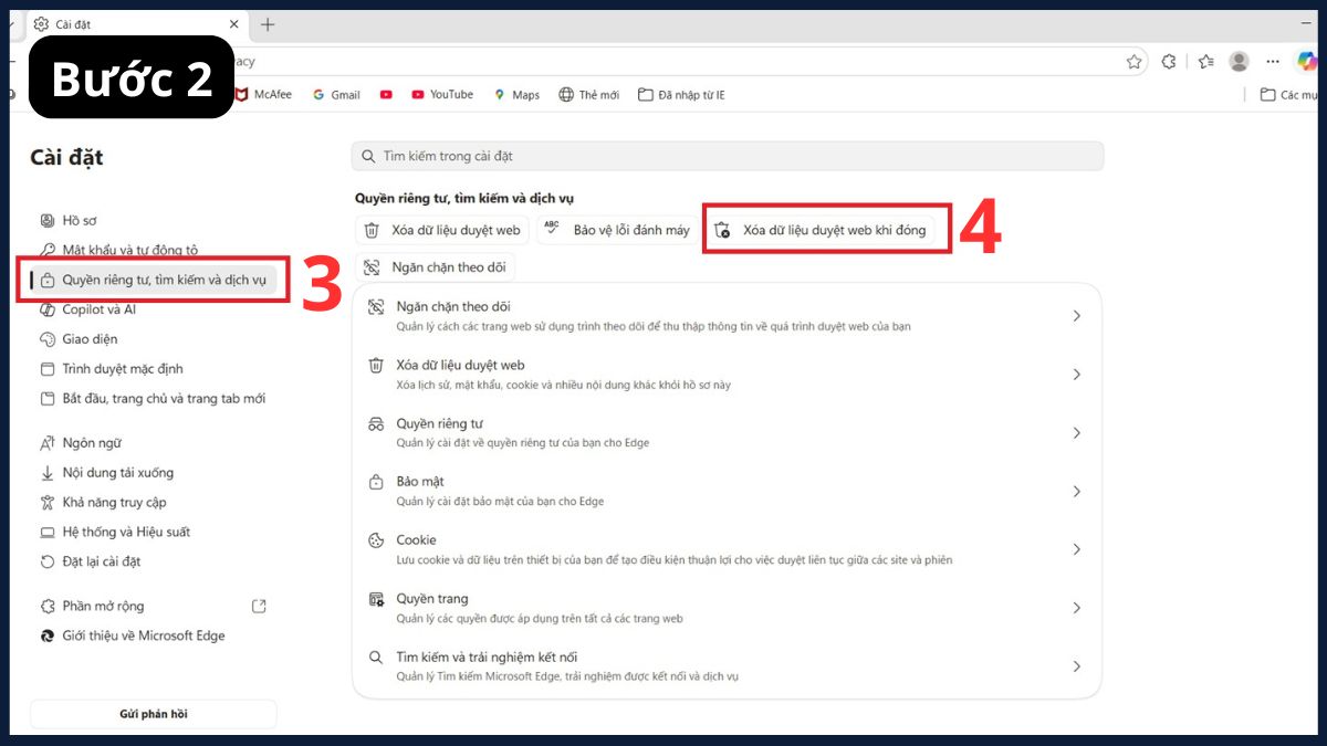 Cách tự động xóa lịch sử duyệt web sau mỗi lần đóng trình duyệt bước 2