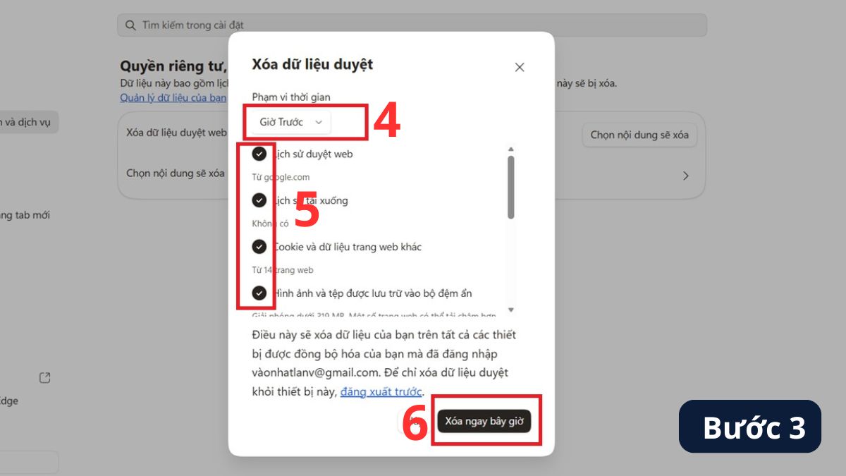 Hướng dẫn xóa lịch sử duyệt web trên Microsoft Edge bước 3