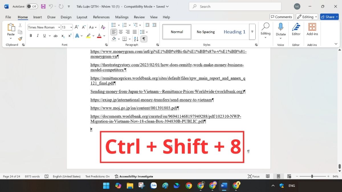 Cách xóa trang trong Word có nội dung xen kẽ bước 2