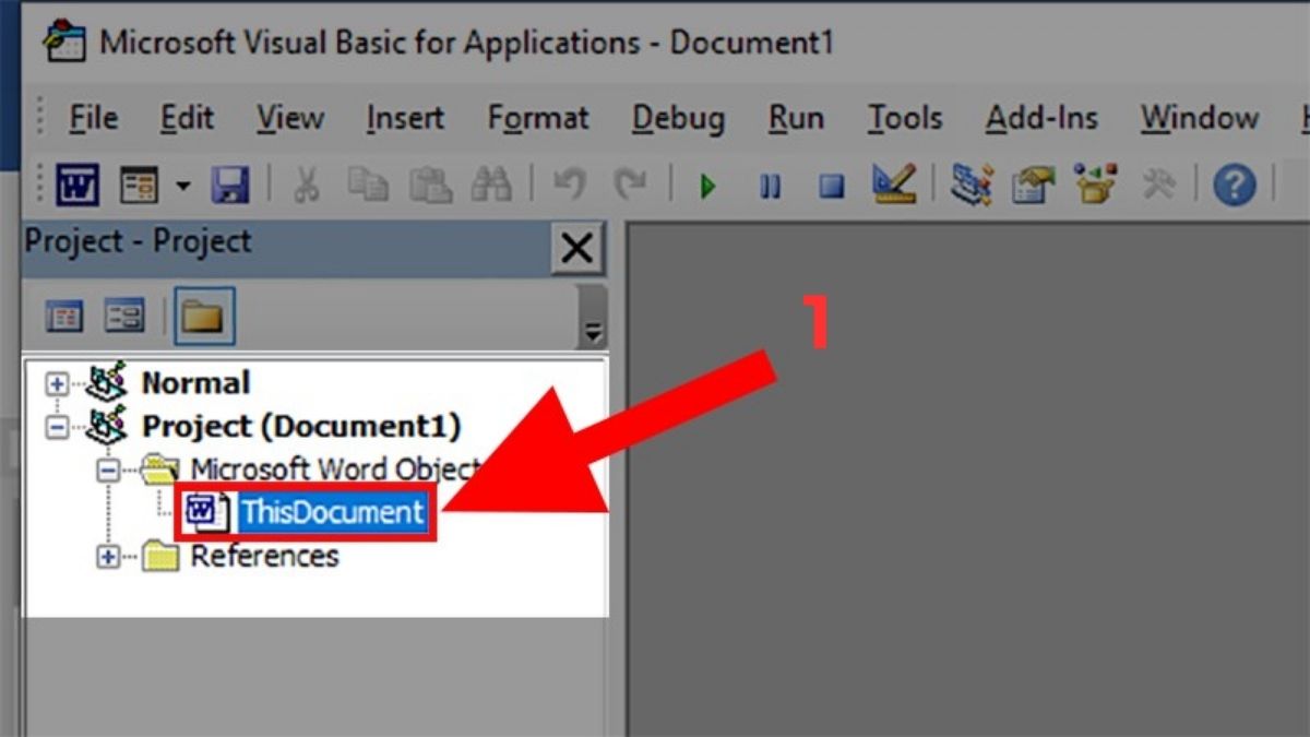 Cách xóa trang trong Word bằng VBA bước 1