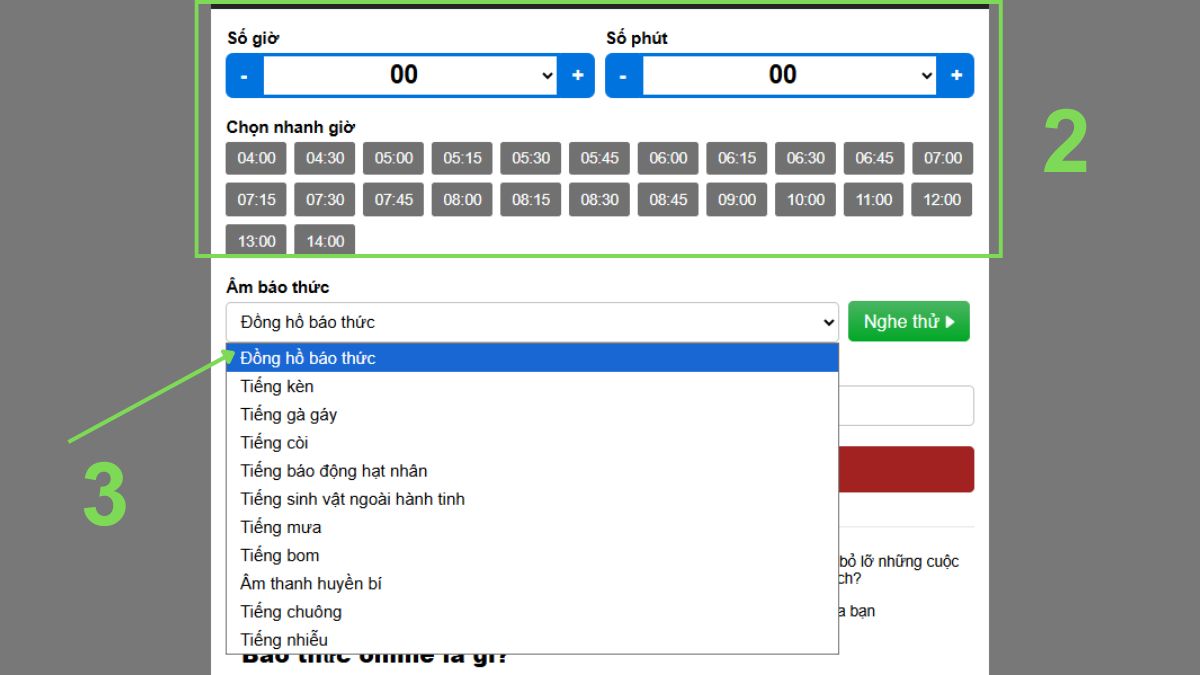 Cách đặt báo thức trên máy tính bằng công cụ online bước 3