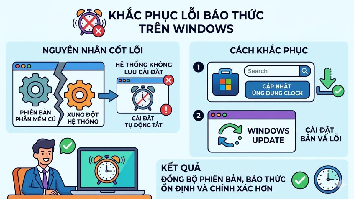 Báo thức tự động tắt hoặc không lưu cài đặt