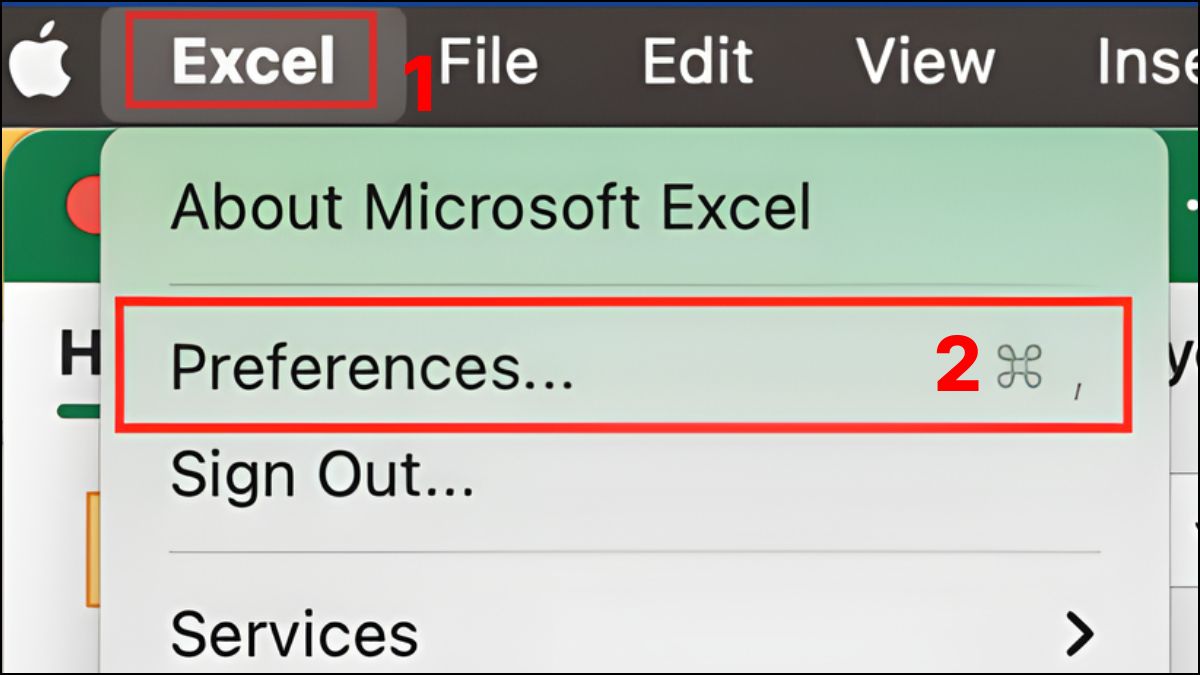 Cách cài đặt font chữ mặc định cho Excel trên MacBook bước 1