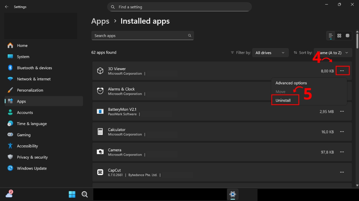 Dọn dẹp bloatware không cần thiết bước 3