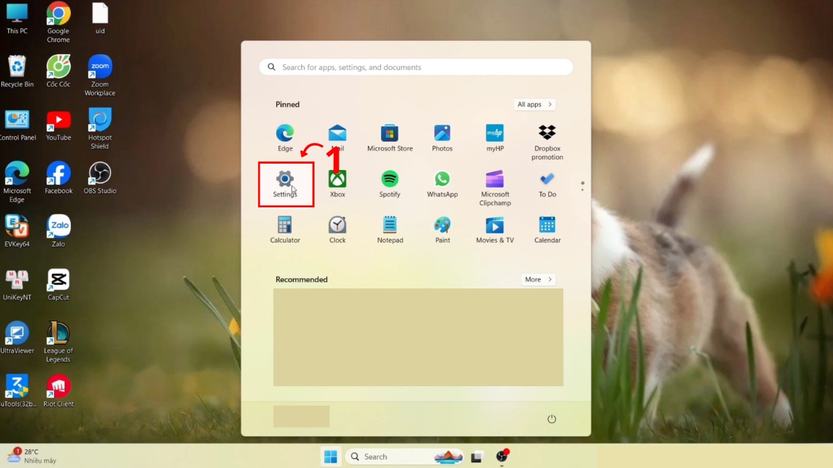 Thiết lập bảo mật cho máy tính bước 1