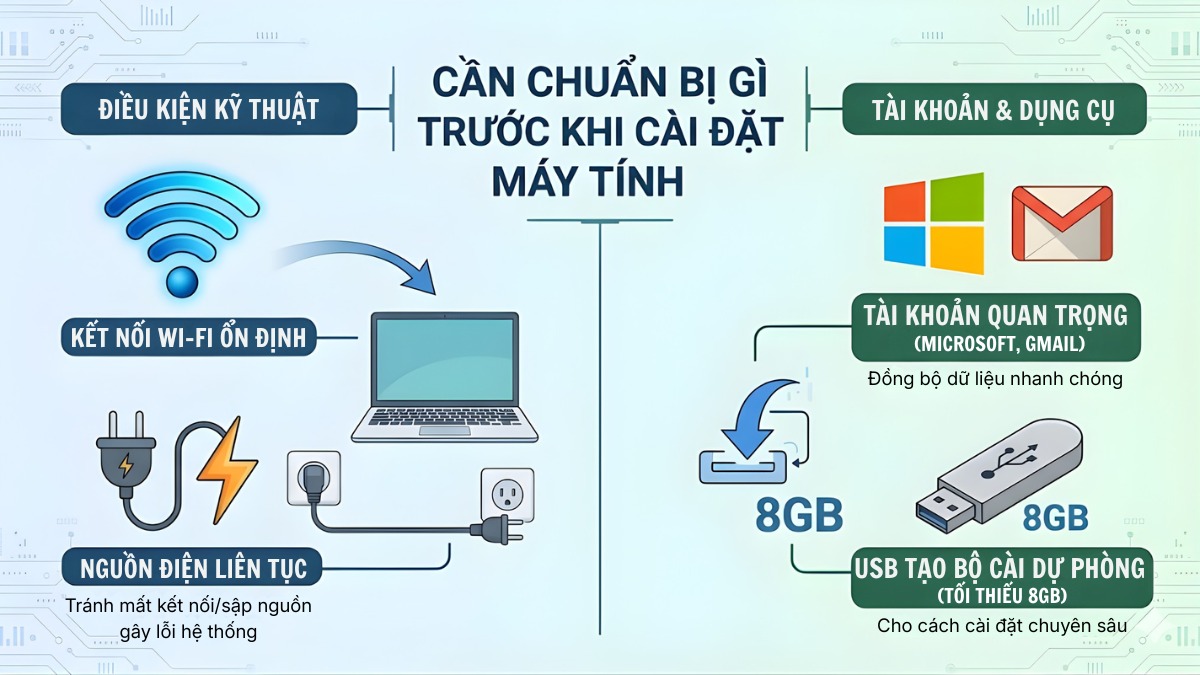 Những điều cần chuẩn bị trước khi cài đặt máy tính