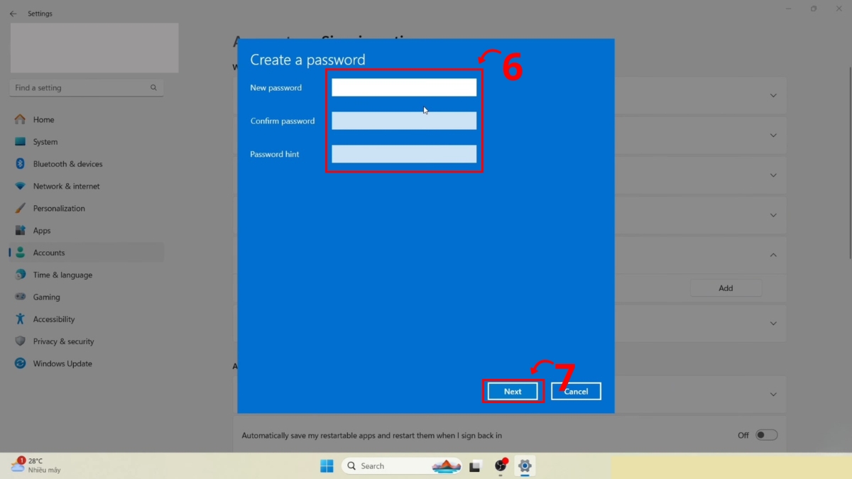 Thiết lập bảo mật cho máy tính bước 4