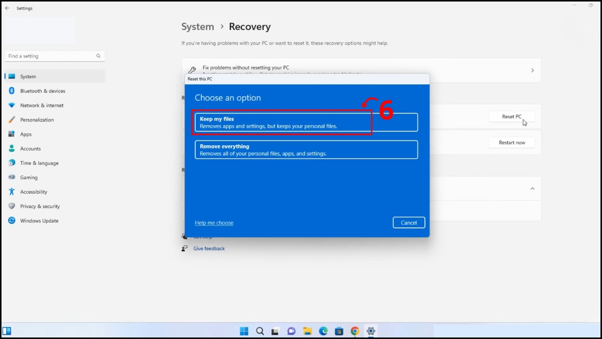Cài đặt lại bằng tính năng Reset có sẵn bước 4