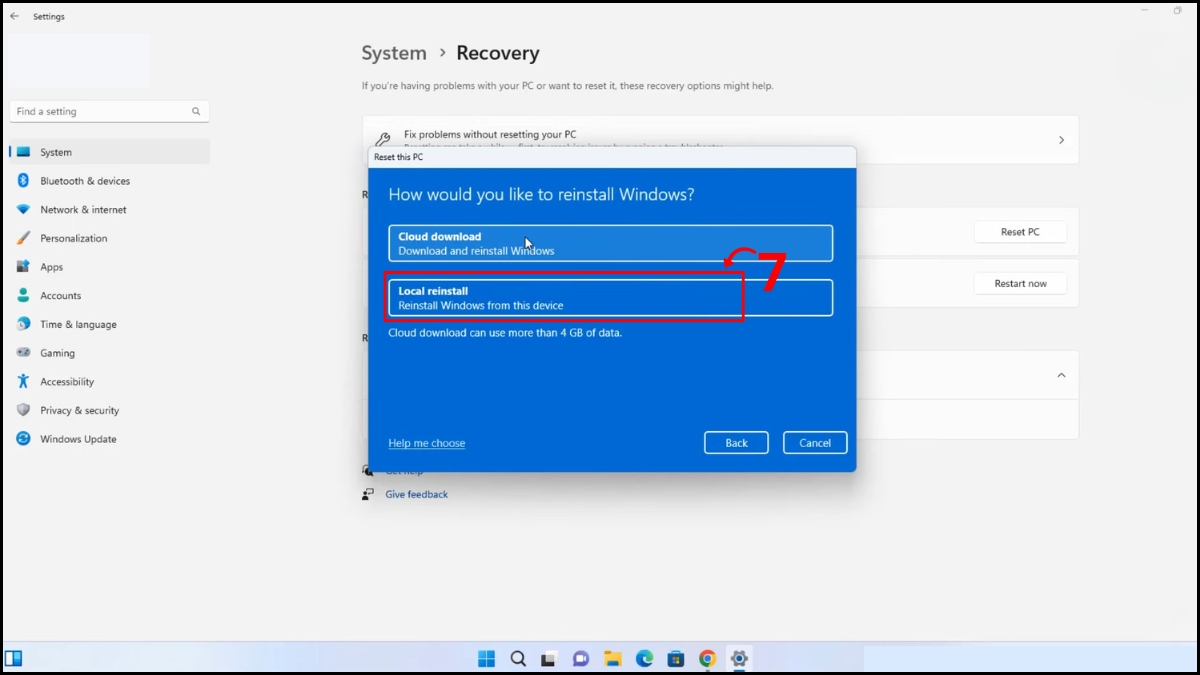 Cài đặt lại bằng tính năng Reset có sẵn bước 4 1