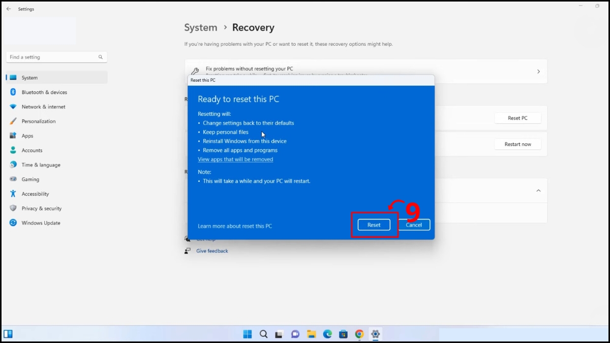 Cài đặt lại bằng tính năng Reset có sẵn bước 5 1