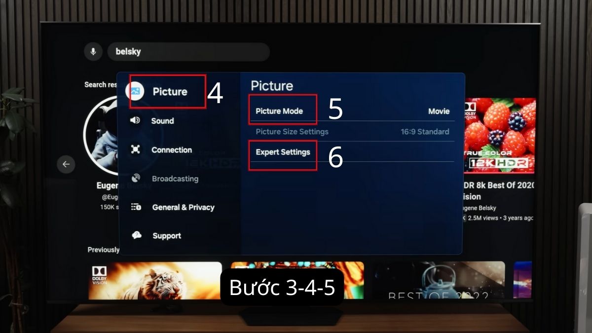 Thiết lập chế độ hình ảnh và âm thanh trên tivi Samsung bước 5