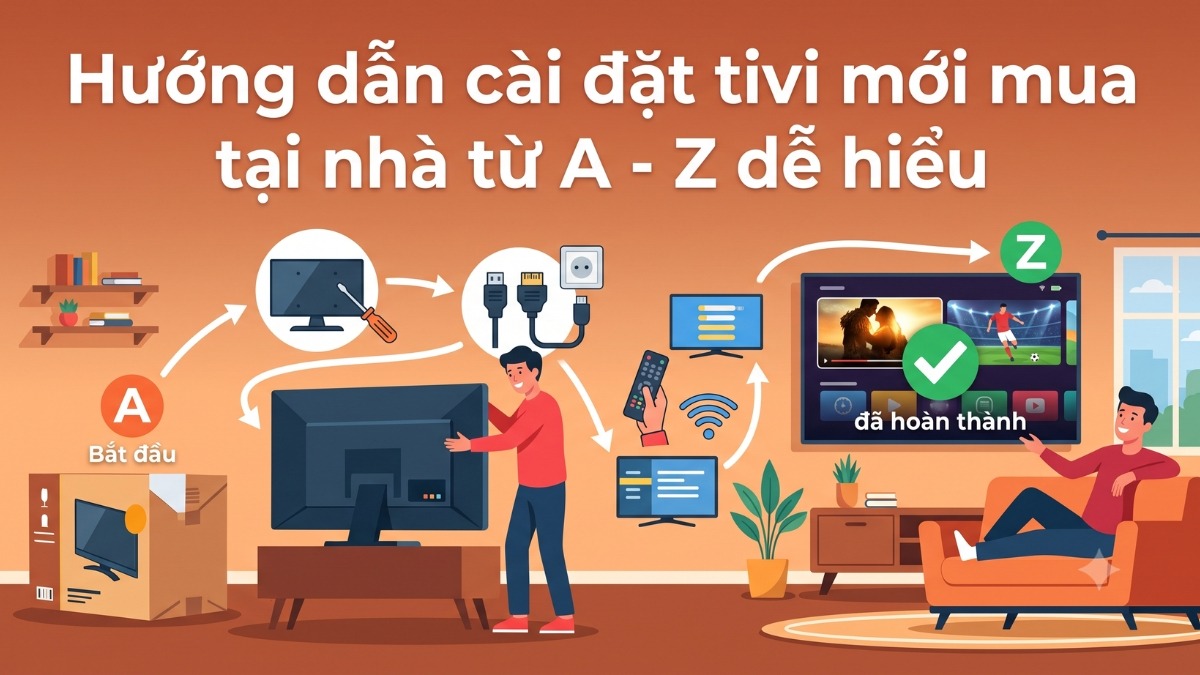 Hướng dẫn cài đặt tivi mới mua tại nhà từ A - Z dễ hiểu