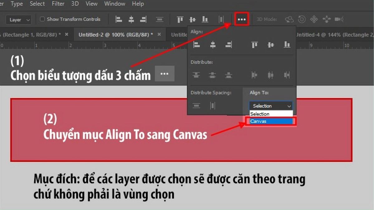 Căn giữa trong Photoshop bằng công cụ căn chỉnh bước 2 (Hình minh họa)