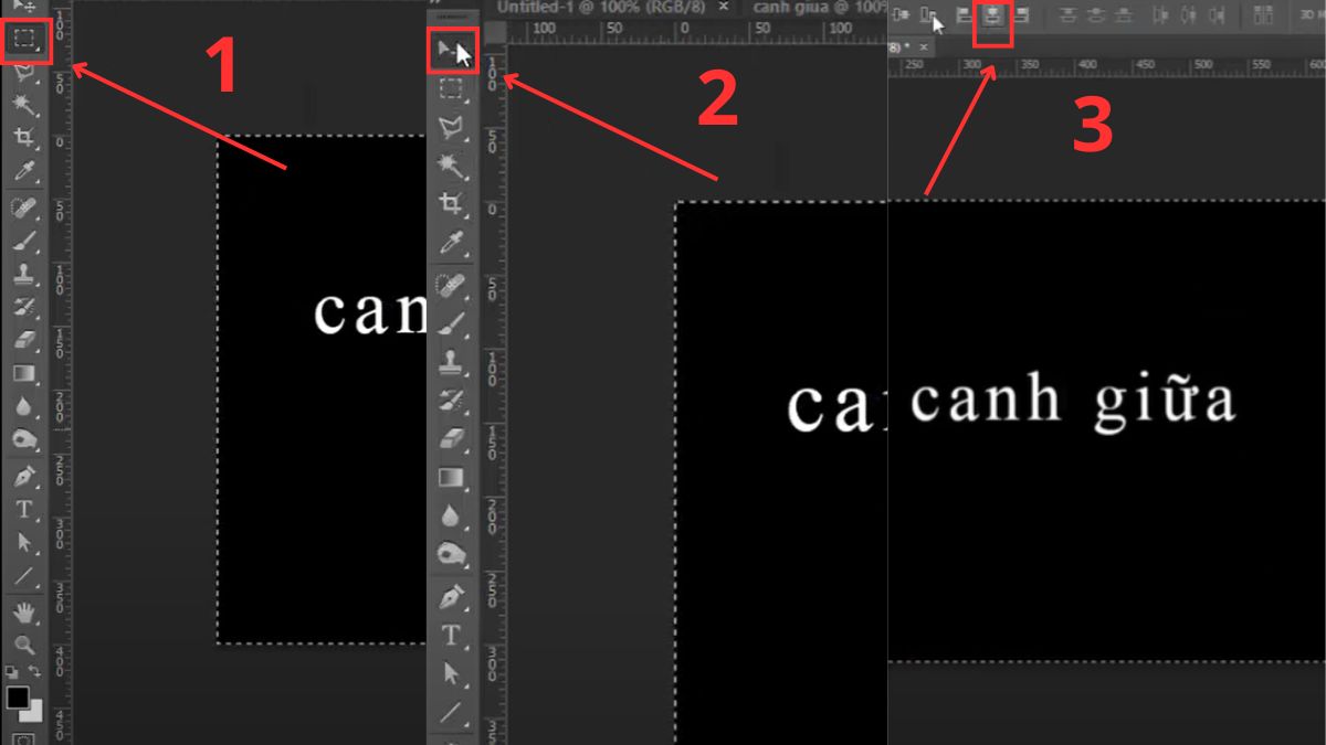 Căn giữa chữ trong Photoshop bước 1 (Hình minh họa)