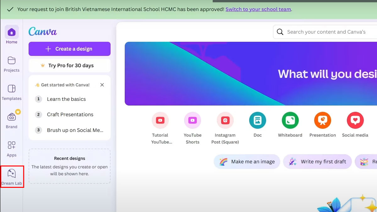 Cách tạo hình ảnh thương hiệu bằng Canva Dream Lab bước 1 (Hình minh họa)