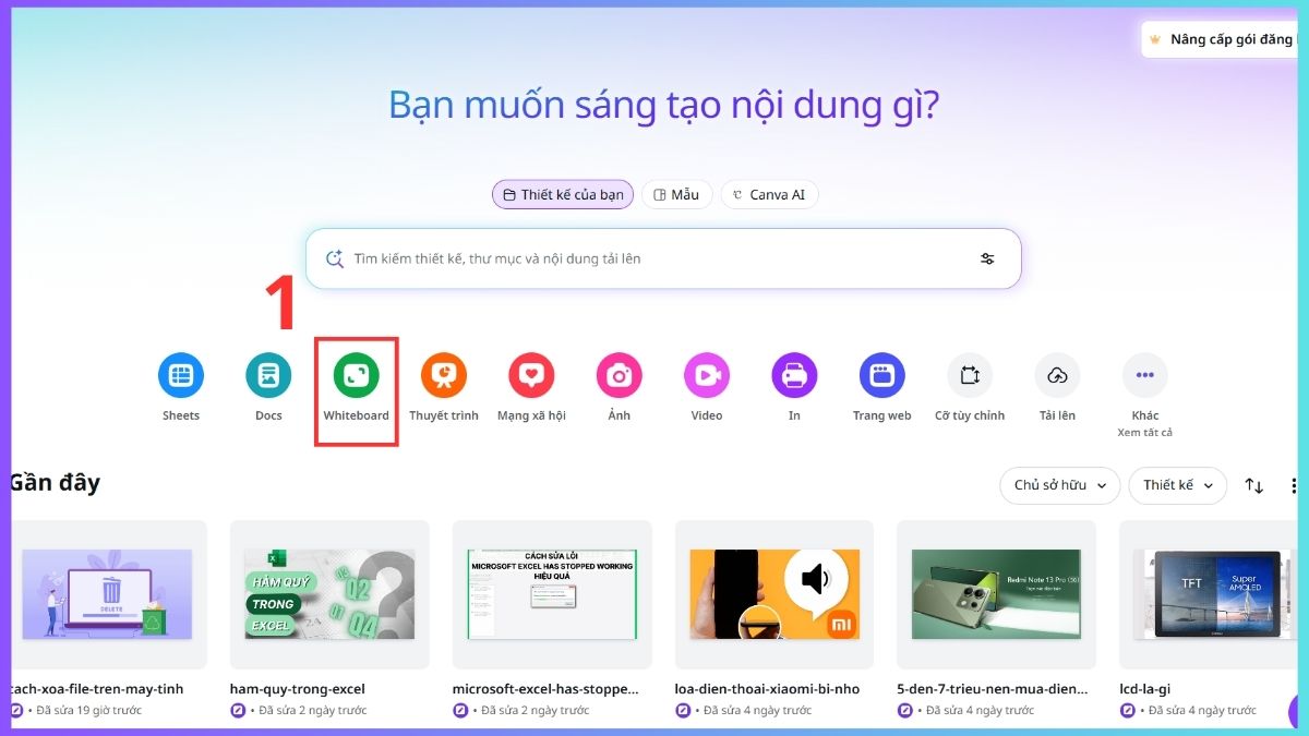 Hướng dẫn cách sử dụng Canva Whiteboard chi tiết bước 1
