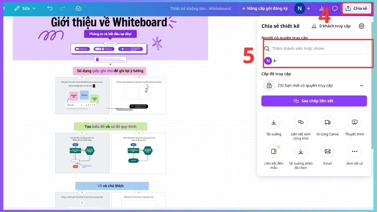 Hướng dẫn cách sử dụng Canva Whiteboard chi tiết bước 4