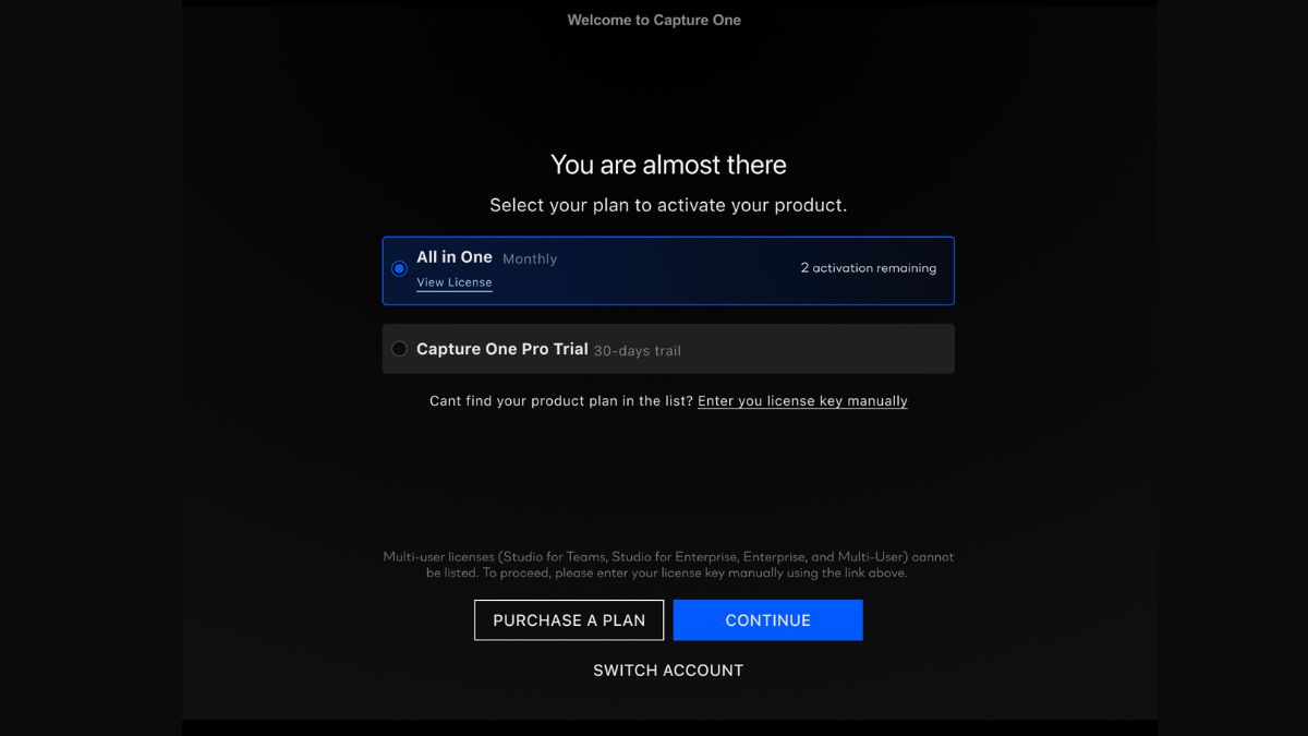 Chọn gói bản quyền Capture One