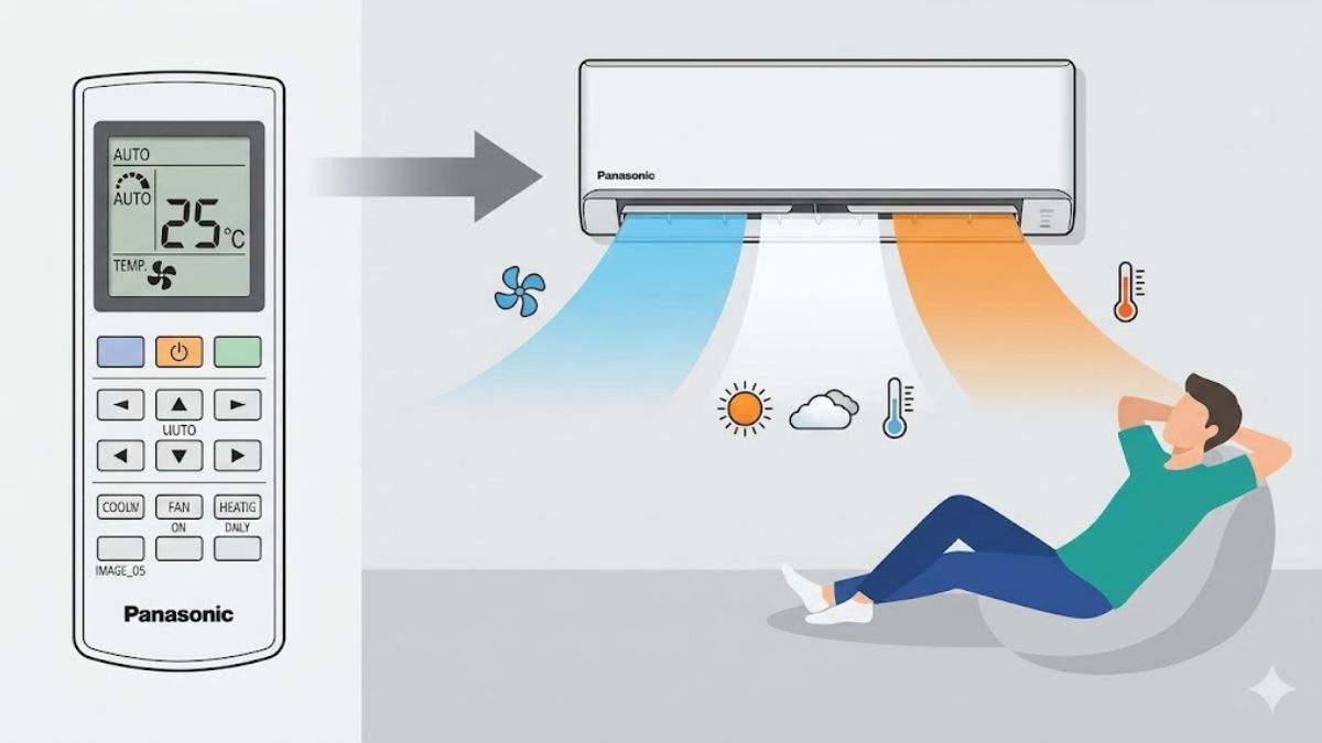 Chế độ Auto của điều hòa Panasonic hỗ trợ điều chỉnh khả năng làm mát phù hợp