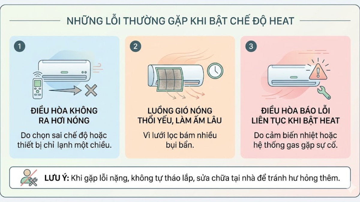 Những lỗi thường gặp khi bật chế độ Heat