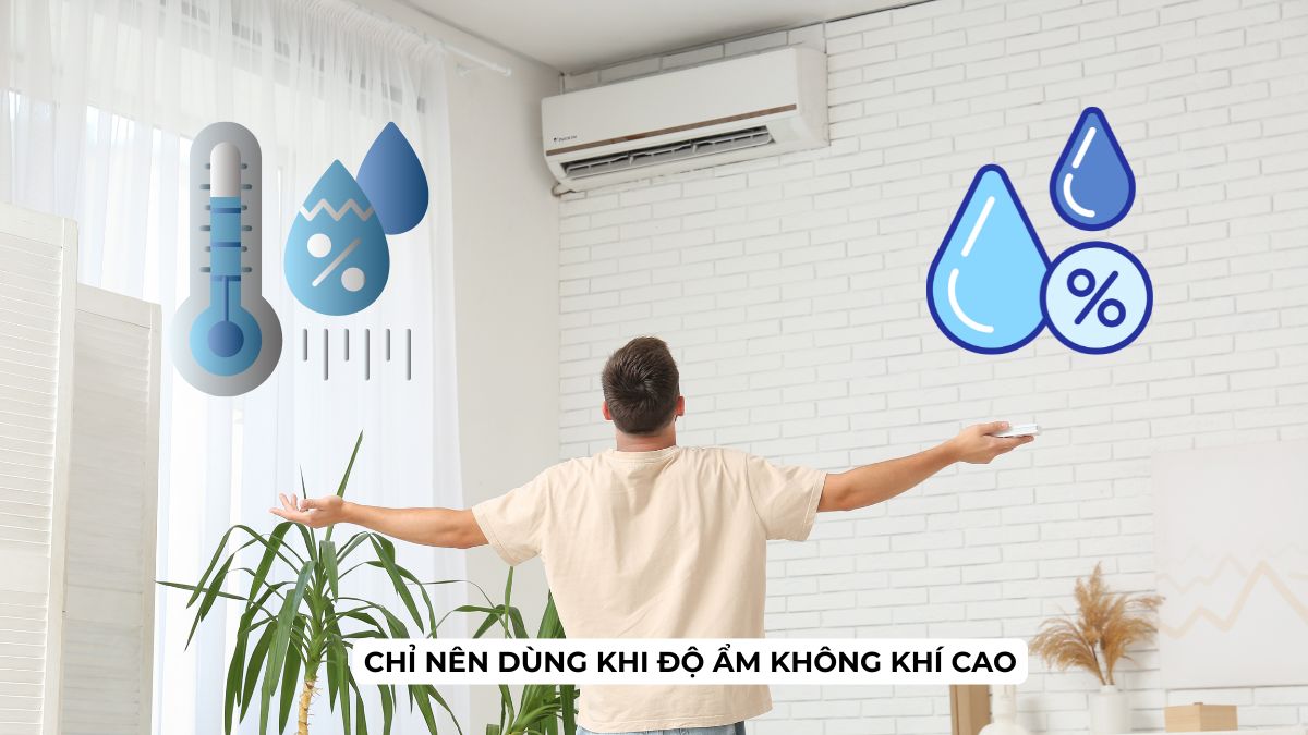 Chỉ nên dùng khi độ ẩm không khí cao
