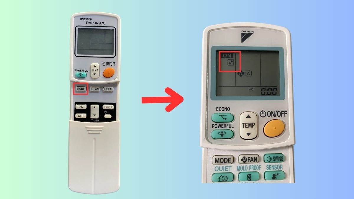 Cách bật chế độ Dry với remote Daikin model cũ bước 2