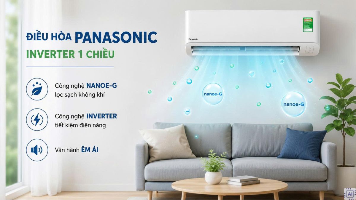 Điều hòa Panasonic Inverter 1 chiều có trang bị công nghệ NanoeG