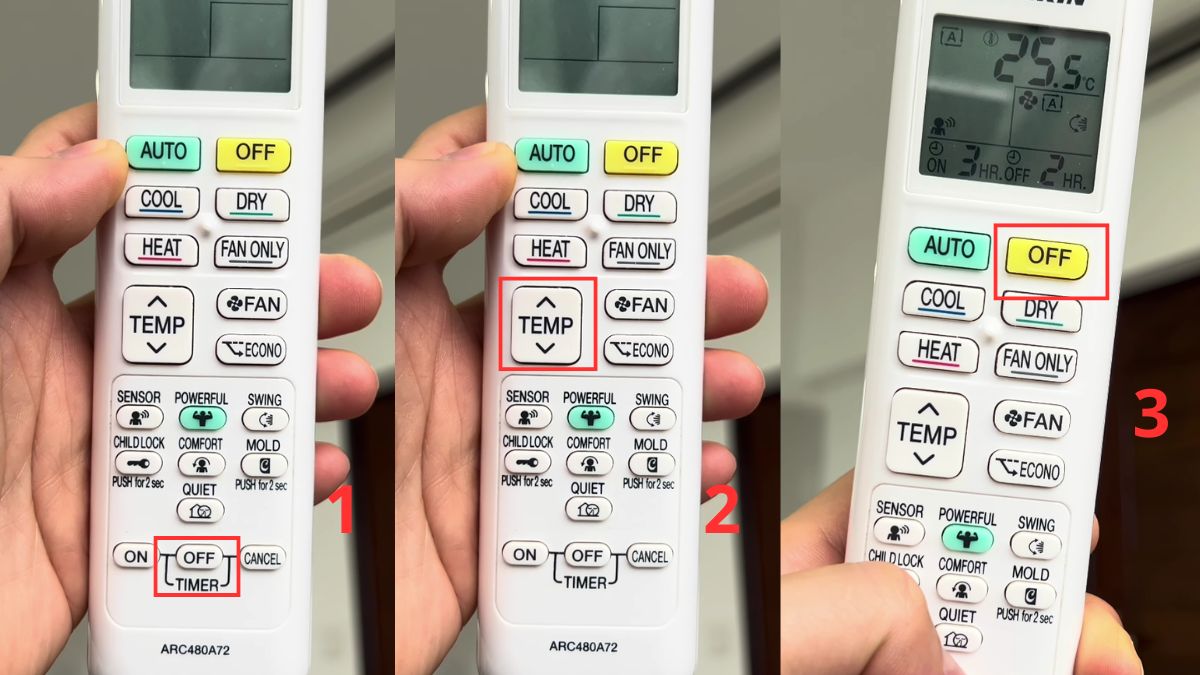 Cách bật Sleep trên điều hòa Daikin bước 1