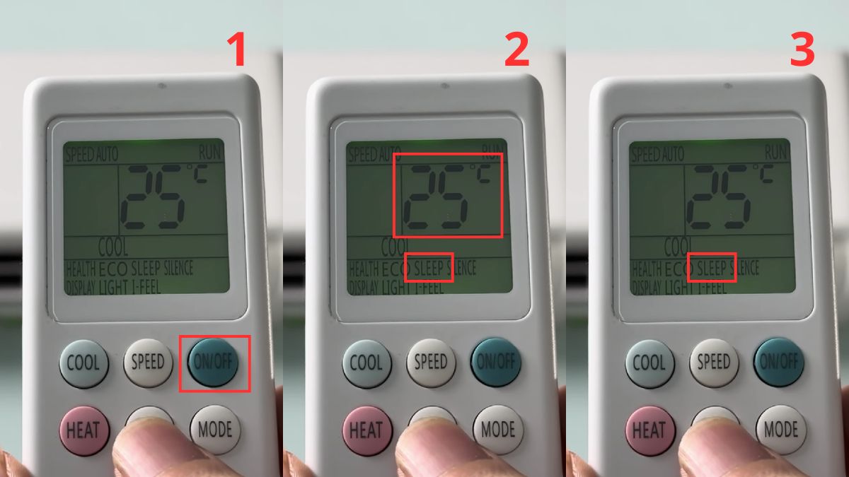 Cách bật Sleep trên điều hòa Casper bước 1