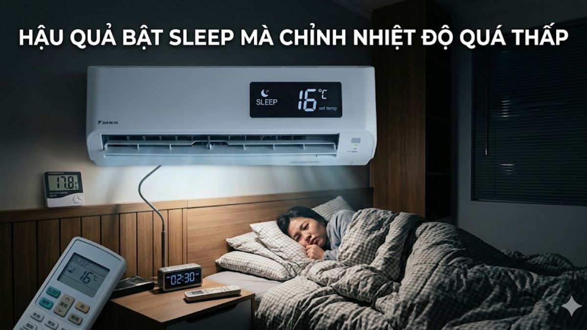 Bật Sleep nhưng để nhiệt độ quá thấp khiến thời gian vận hành hoạt động quá mức