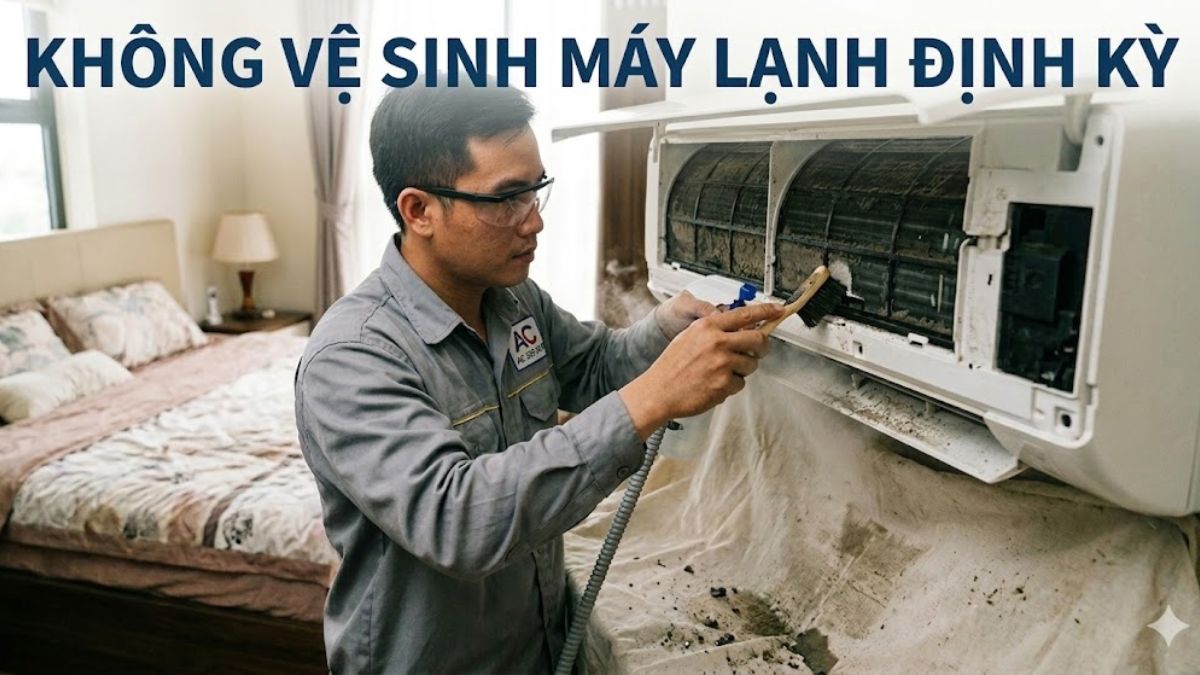 Không vệ sinh máy lạnh định kỳ