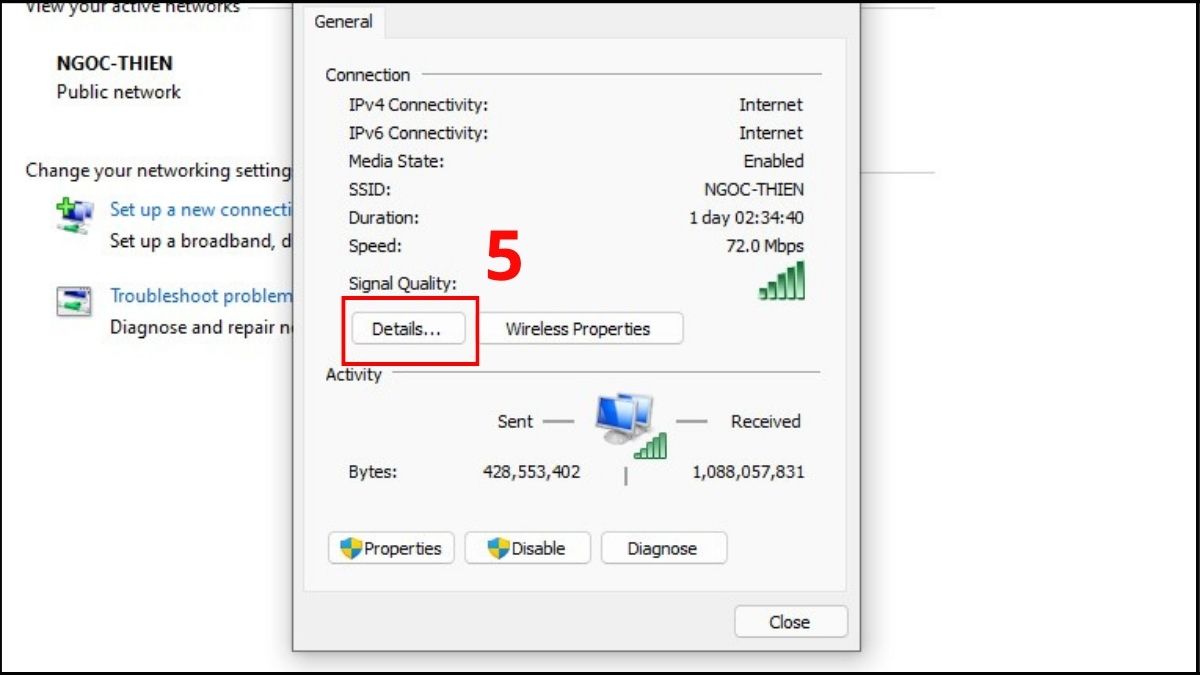 Check IP máy tính bằng Network Settings bước 4