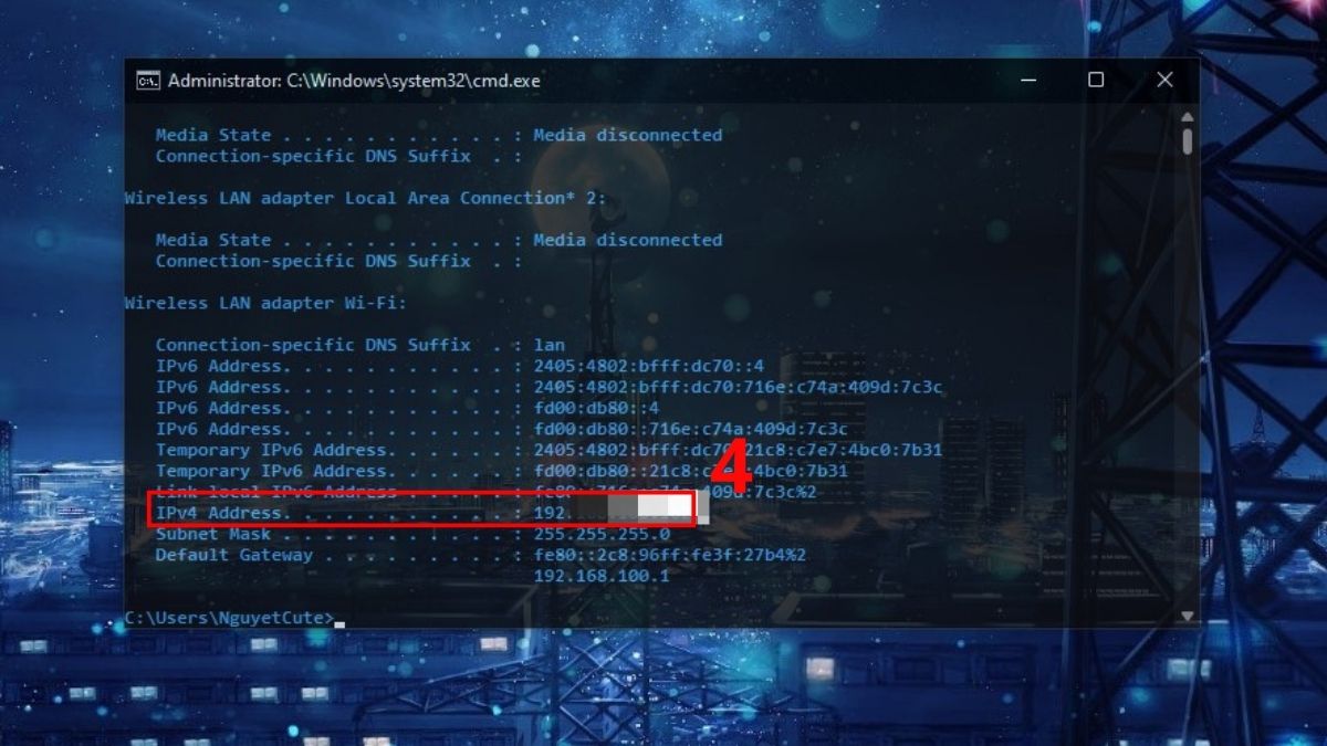 Check IP máy tính bằng Command Prompt bước 4