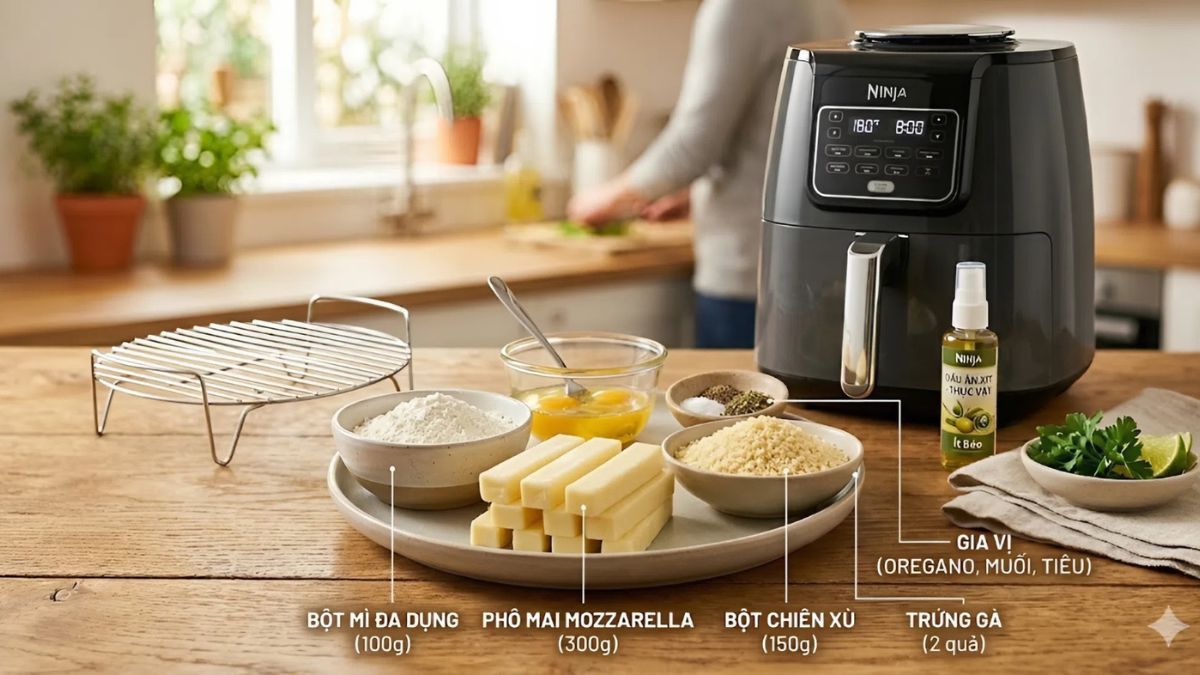 Nguyên liệu chính làm phô mai que bằng nồi chiên không dầu