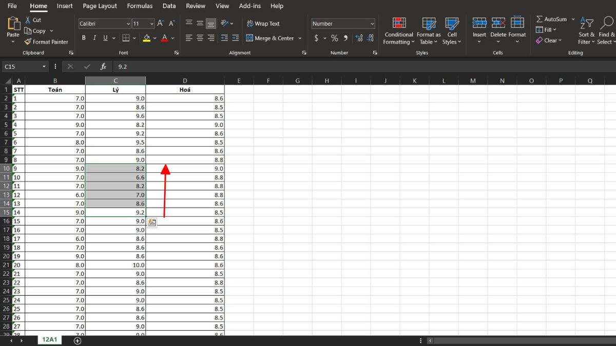 Cách chọn và mở rộng vùng dữ liệu trong Excel (Hình minh họa)
