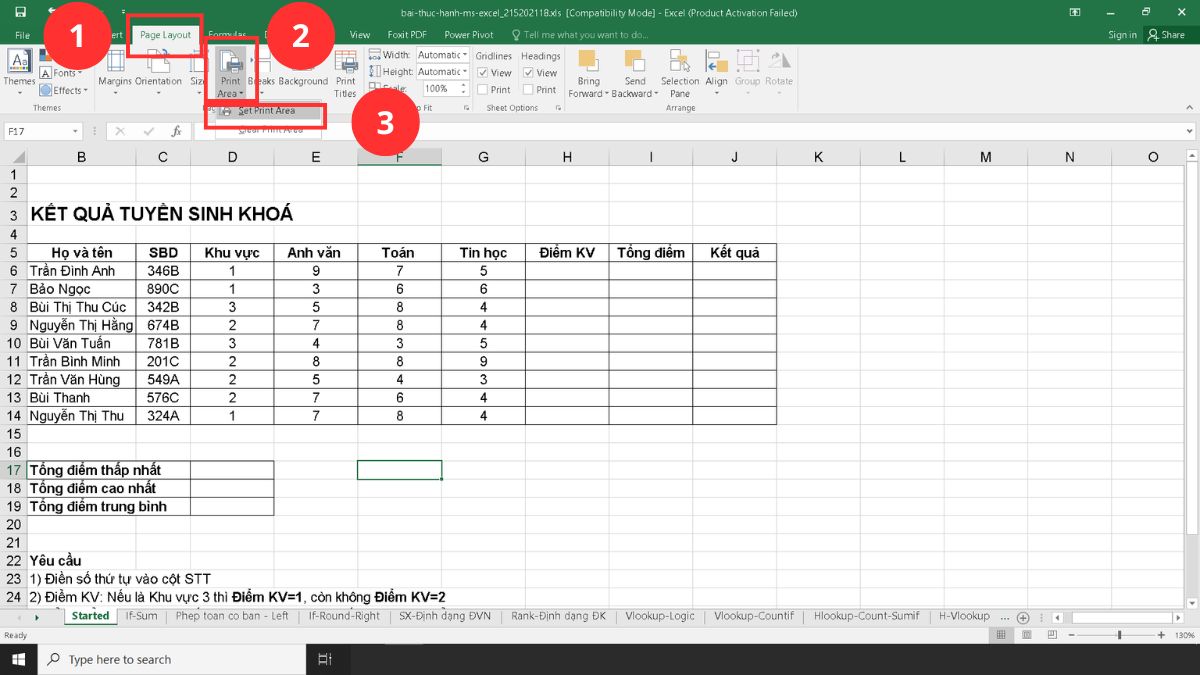Hướng dẫn nhanh cách tạo vùng in trong Excel