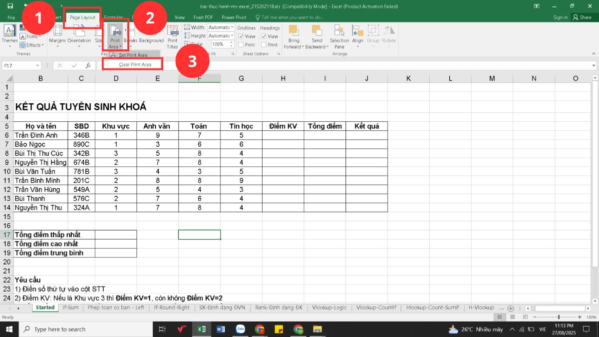 Hướng dẫn nhanh cách bỏ chọn vùng in trong Excel