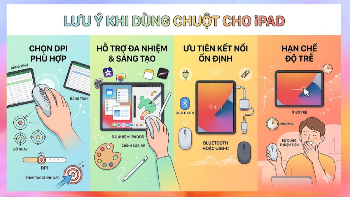 Lưu ý khi dùng chuột cho iPad