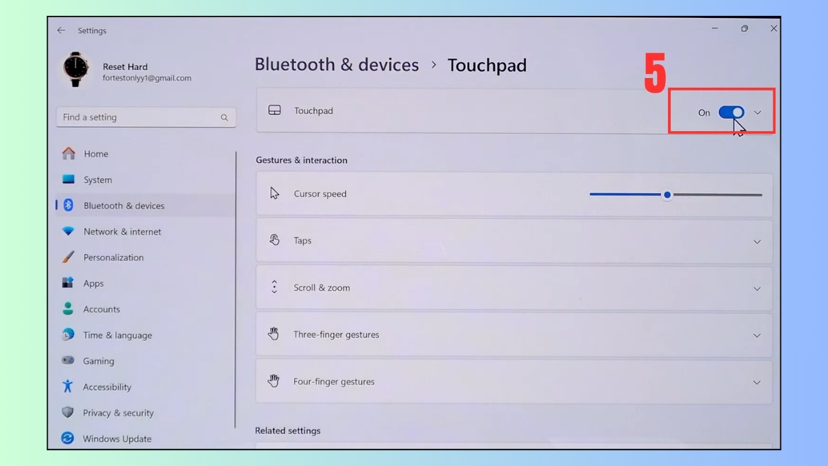 Bật touchpad trong Settings Windows bước 5
