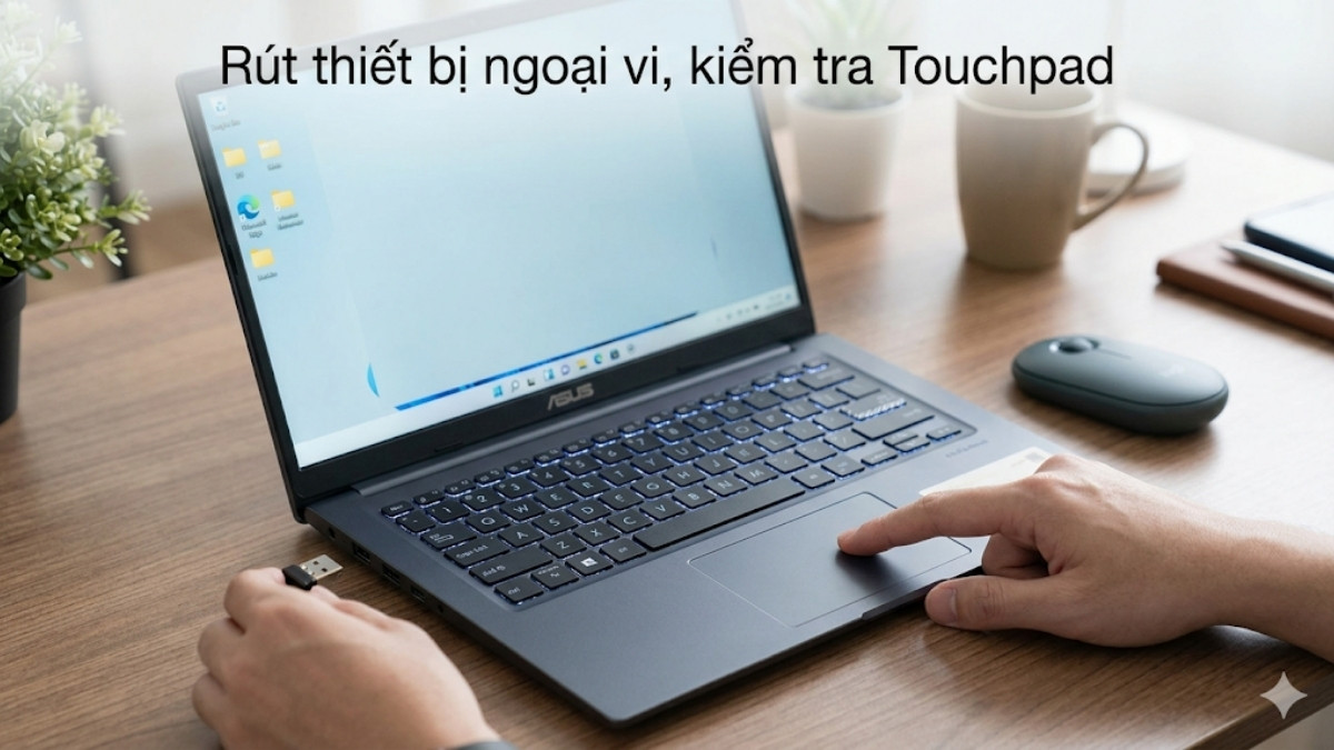 Kiểm tra khi dùng chuột rời để kiểm tra tình trạng chuột laptop bị đơ