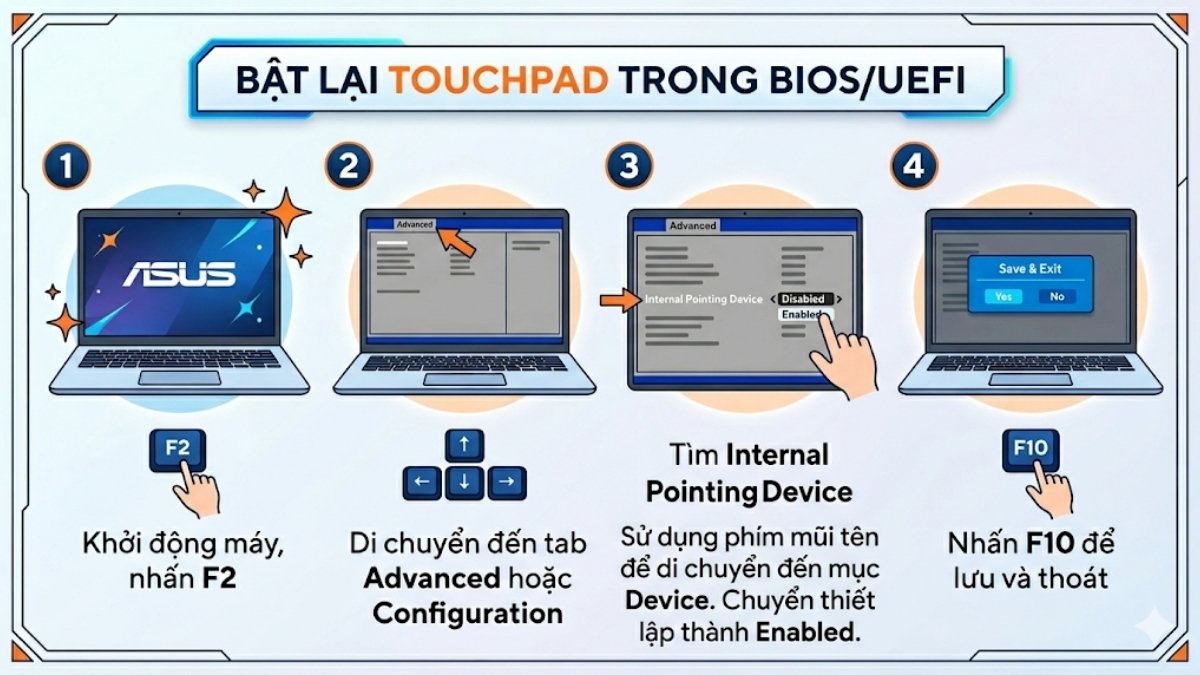 Bật lại touchpad trong BIOSUEFI