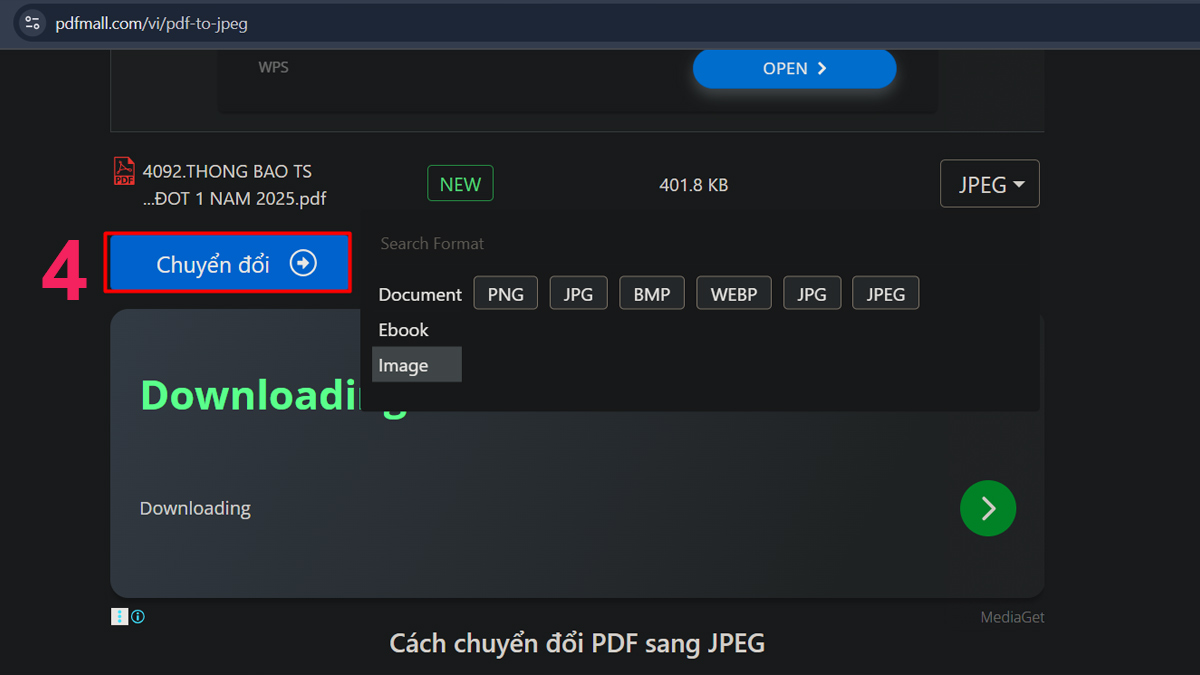 Chuyển file Excel sang hình ảnh bằng công cụ pdfmall bước 4