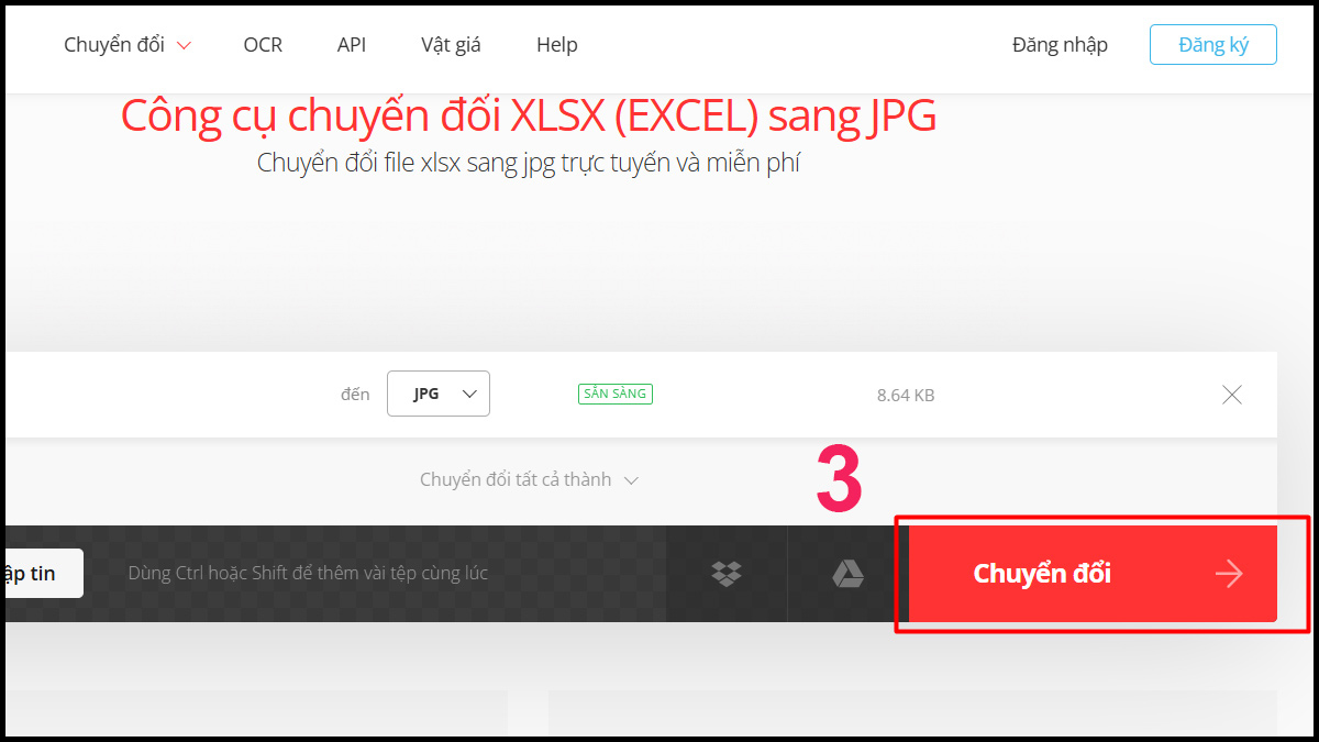 Chuyển file Excel sang hình ảnh bằng công cụ Convertio bước 3