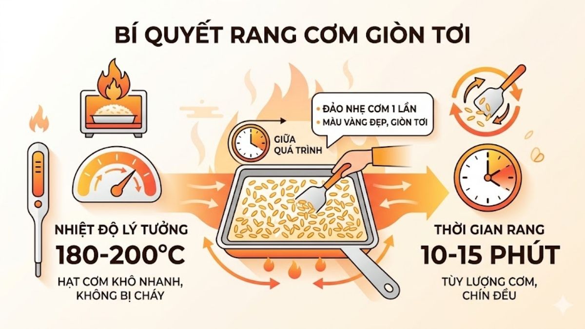 Nhiệt độ và thời gian rang cơm bằng nồi chiên không dầu chuẩn
