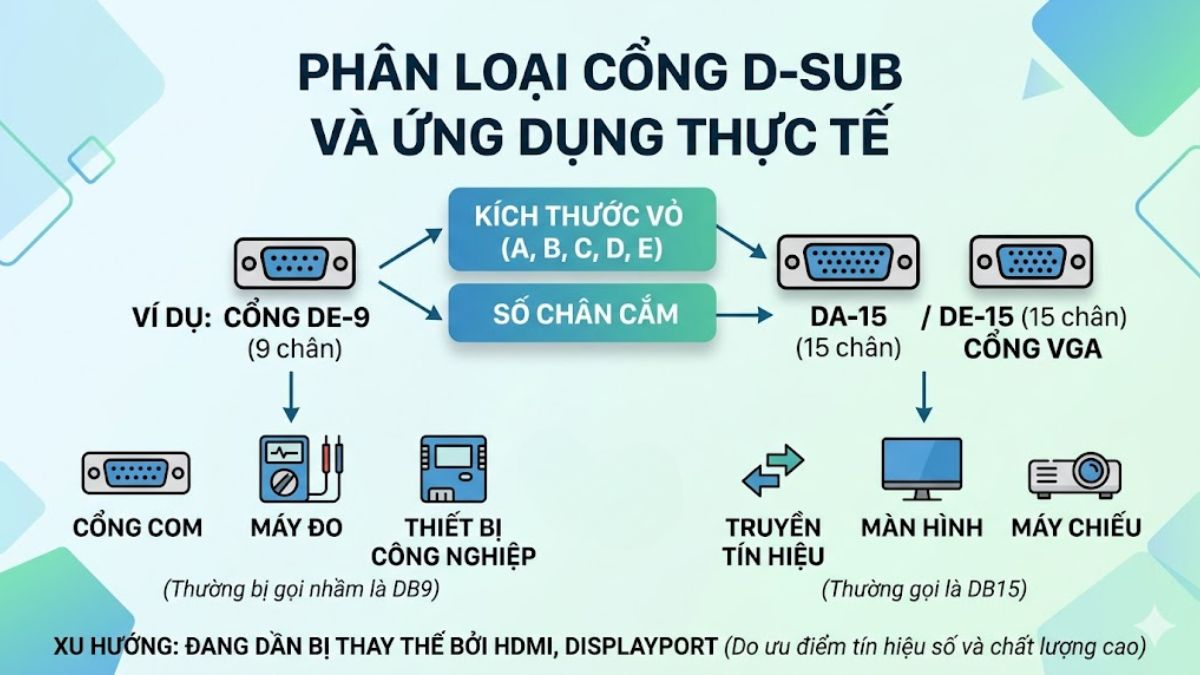 Các phân loại cổng D-Sub và ứng dụng thực tế